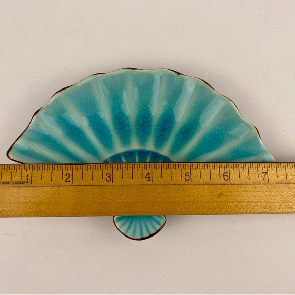 Pier 1 Turquoise Blue Fan Shell Trinket Tray Soap Dish, Beach Ocean Theme - Picture 6 of 6